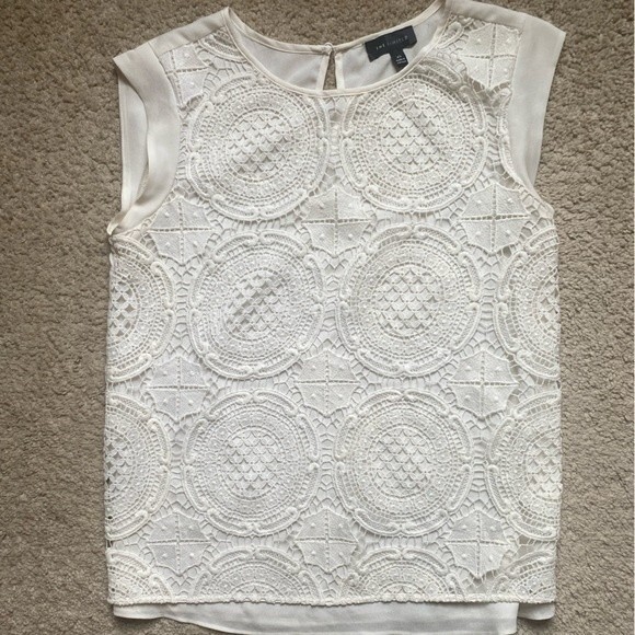 The Limited Tops - The Limited Cream Crochet Lace Sleeveless Blouse